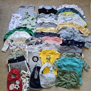 39pc baby boy clothing 3 6 month sleep sack bibs footies tops pants overalls